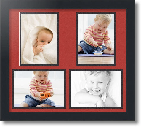 ArtToFrames Collage Mat Picture Photo Frame 4 5x7" Openings in Satin Black 130 - Image 1 of 1