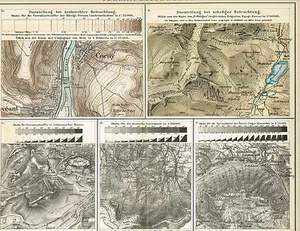 Tafel KARTOGRAPHIE / TERRAINZEICHNUNG / KARTENZEICHNUNG 1895 Original-Graphik - Bild 1 von 1