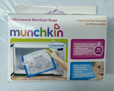 Munchkin Microwave Sterilizer Bags 6 Bags - Reusable 20 Uses Per Bag NEW • 10.99$