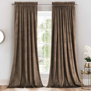 Heavily Shaded Velvet Curtains Rod Pocket Panels, Set of 2 - Picture 1 of 10