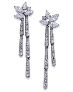 $55 Eliot Danori Dark silver tone marquise cluster dangle drop earrings D5 - Picture 1 of 6