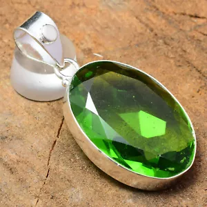 Bonito Peridoto Piedra Topacio 925 Plata de Ley Hecho a Mano Colgante - Imagen 1 de 5