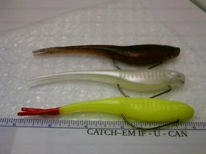 3 Floating Soft Swimbait-5 inch white/brown/char.-w/hook/sinker-CATCHEM IF-U-CAN - Picture 1 of 4