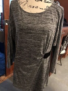 Zac & Rachel Gray Stretch Tunic Length Top With Dolman Sleeves Size XL - Picture 1 of 10