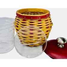 Longaberger Small Strawberry Basket Red Lid w/ Metal Knob 2pc Protector 2005