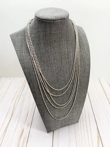 99” Milor Italy Sterling Silver 925 Ball Chain Necklace 38g Flapper Style - Picture 1 of 3