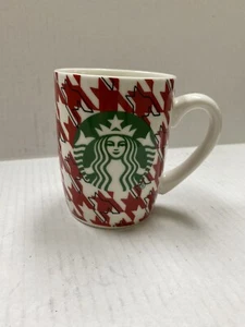 Starbucks 10 oz Red White Hounds Tooth Pattern 2017 Coffee Cup Mug - Picture 1 of 3