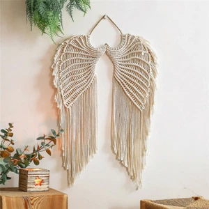 Large Boho Woven Macrame Angel Wing Wall Hanging Tapestry Handmade Home Decor AU - Picture 1 of 7