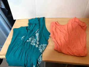 Venus XL Green Knit Dress AND Venus LARGE Orange Cold Shoulder Top #KD - Picture 1 of 8
