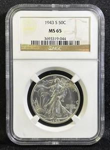 Medio dólar Walking Liberty 1943-S NGC MS65 gema BU bomba brillante - plata 50C - Imagen 1 de 4