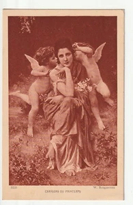 Carte FANTAISIE - Femme Angelots - Chansons du printemps W. Bourguereau - Imagen 1 de 1