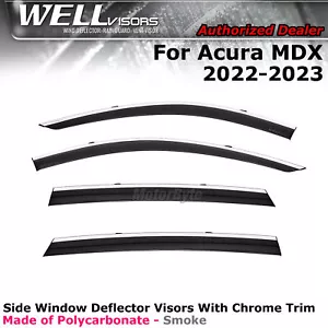WELLvisors For 2022-2024 Acura MDX Window Visors Chrome Trim Deflector Guards - Foto 1 di 9
