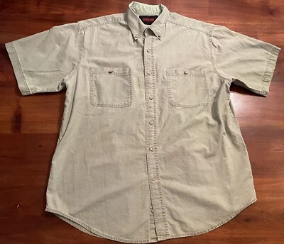 Wolverine Boots Gear Men’s Short Sleeve Button Down Shirt organic green Sz M - Image 1 of 4