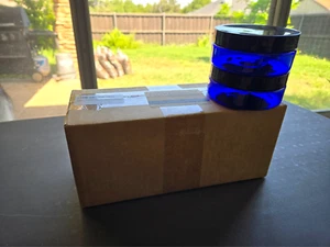 16+2 Nakpunar 4 oz Cobalt Blue Plastic Jars with Black Lids LOW PROFILE - Picture 1 of 3