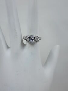 Epiphany Diamonique Oval Cut Cubic Zirconia Vintage Style Ring Platinum Plated