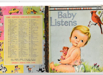 BABY LISTENS - ELOISE WILKIN  : LITTLE GOLDEN BOOK  -  Sydney COLOURTONE ED'N - Image 1 of 2