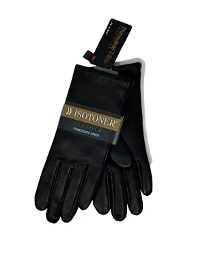 Isotoner Leather Gloves Thinsulate Lined Size 7 Black New with Tags - Image 1 of 4