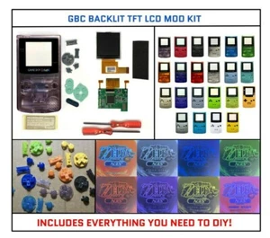 Nintendo Game Boy Color GBC Backlight TFT LCD Full Kit NEW Shell and Buttons - Picture 1 of 3