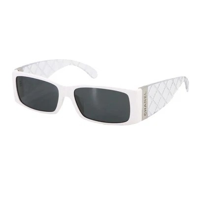 CHANEL Sunglasses Logos White Clear Rectangle Shape Matelasse Eyewear 90289291 - Image 1 of 4