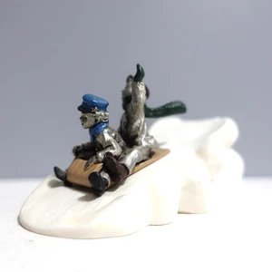 Hudson Pewter Villagers Snow Slope Hill With # 5938 Children on Tobogan - Picture 1 of 8