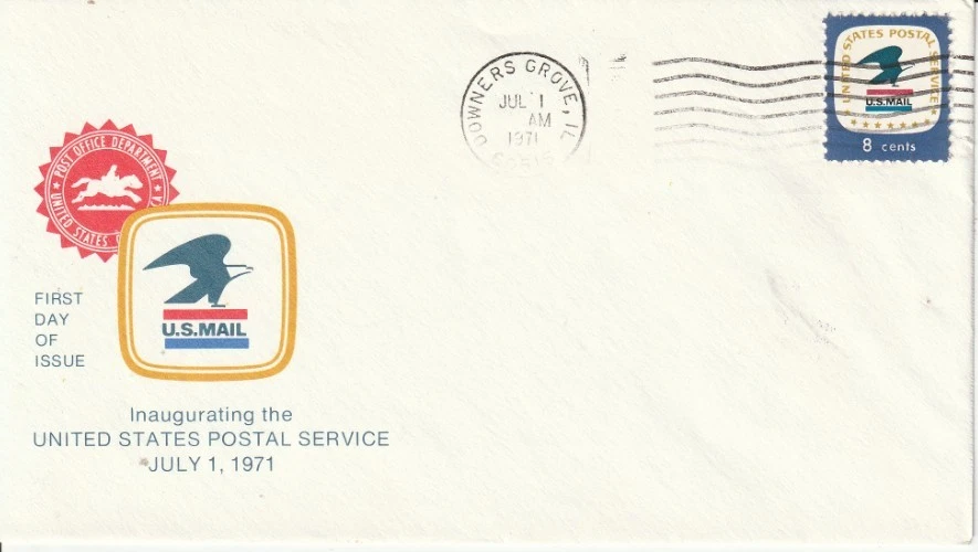 1396 8 cent Postal Service 7-1-71 FDC First Day Downers Grove Illinois - Image 1 of 1