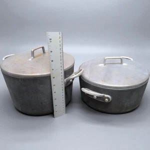 MAGNALITE GHC Professional Anodized Aluminum 5 & 7 Qt Stock Pots w/Lids Lot VTG - Picture 1 of 8