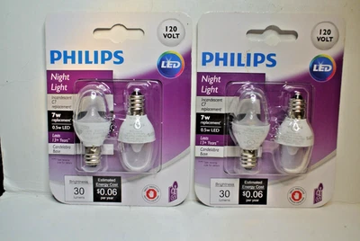 PHILLIPS 4 PK 7W Equivalent Soft White C7 Candelabra LED Night-Light Bulb 120 V - Image 1 of 2