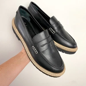Mocasines Boden de cuero negro Old Money Preppy con suela minimalista talla 40 - Imagen 1 de 6