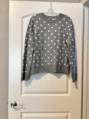 Gap Winter Sweater Gray/White Polka Dot Sz L - Image 1 of 2
