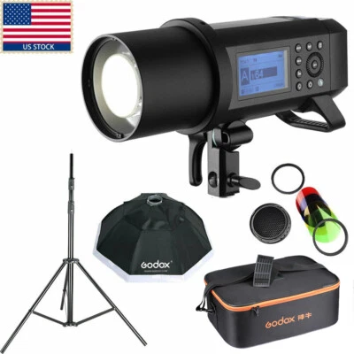 US Godox AD400Pro 400Ws TTL Studio Outdoor Flash+Case+Filter+Softbox for Wedding - Image 1 of 4