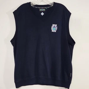 Glenmuir Gilet Golf Uomo Taglia L St. Andrews Golf Club 100% Cotone Scollo a V Blu Navy - Foto 1 di 12