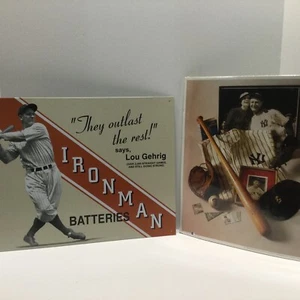 Lou Gehrig Ironman Batteries TIN SIGN And Lou Gehrig/Wife Picture New Read Desc - Picture 1 of 8
