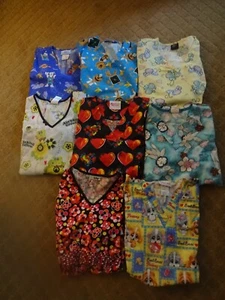 A VARIETY OF WOMENS SIZE SMALL MEDICAL SCRUB TOPS-YOU CHOOSE - Picture 1 of 25