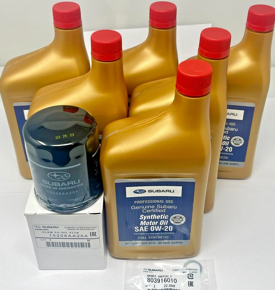 Genuine Subaru Oil Change Kit Filter Gasket 6 Qts Synthetic Motor Oil SAE 0W-20 - Image 1 of 1