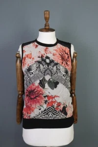 ROBERTO CAVALLI Multicolor Floral Wool Animals Print Sleeveless Top Shirt Sz 46 - Picture 1 of 14