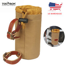 TOURBON Canvas Bicycle Water Cup Holder Wine Coffee Bottle Carrier Pouch Camping