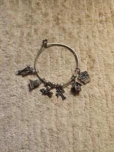 Vintage Sterling Silver Charm Bracelet With 6 Charms And Spacer Beads - Picture 1 of 3