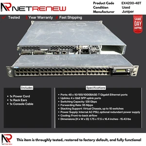Juniper EX4200-48T 48 Port GbE Switch - Picture 1 of 1