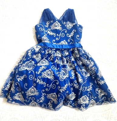 迪士尼公主迪士尼商店灰姑娘礼服蓝色银色 7/8 码 — 第 1/3 张图片