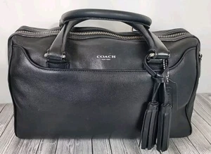 Coach Legacy Black Leather Haley Satchel Purse Bag Handbag Tassels 22574 - Picture 1 of 10