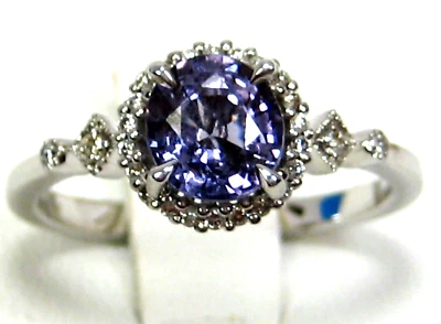Blue Spinel Ring 14K white gold Halo Lab Certified Made In The USA 20yrs on eBay - Image 1 of 4