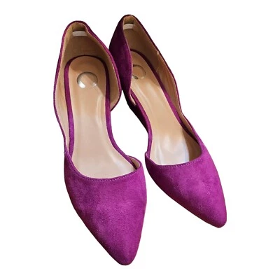 Journee коллекции женщин искусственной замши D'orsay заостренный носок клинья, фуксия, 8,5 новый - Изображение 1 из 4