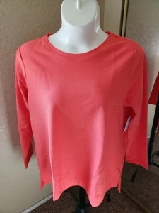 NEW: Women's Croft & Barrow Size XXL Coral French Terry Sweatshirt - Picture 1 of 10