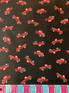 Patio de tela de algodón con estampado de granja de camión rojo - Imagen 1 de 1