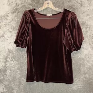 Maurices Women Classic Formal Coquette Chocolate Brown Velvet Puff Sleeve Top M - Picture 1 of 9