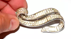 SPILLA STRASS VINTAGE CORONA TRIFARI TONO ARGENTO ALFRED PHILIPPE ANNI '40 - Foto 1 di 4