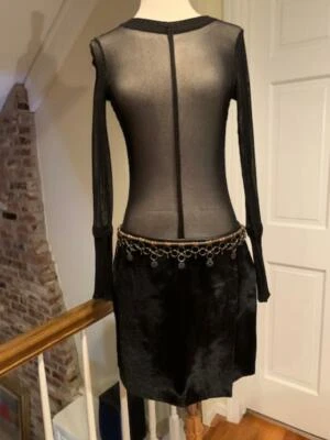 Minifalda Dolce and Gabbana de cuero negro pelo de pony talla 42/8/6 Foto 1 de 4