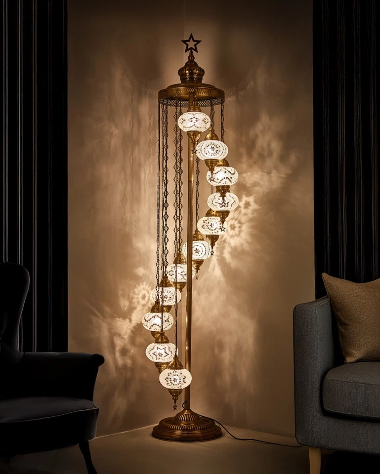 Demmex 11 Globe Turkish Moroccan Mosaic Floor Lamp, Handmade in Turkey - Image 1 of 1