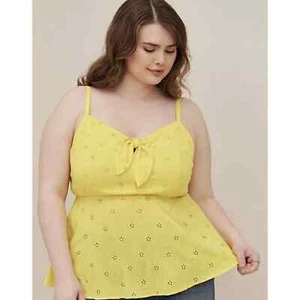New Torrid Womans Sz 1X 14/16 Plus Blouse Peplum Eyelet Cami Peplum NWT - Picture 1 of 10