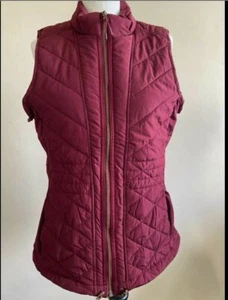 Women's Bodywarmer Gilet Outdoor Zip Up Padded Quilted - Burgundy - Size Small - Picture 1 of 12
